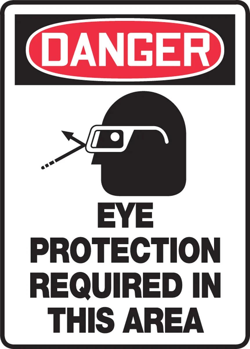 AccuformNMC MPPE138 OSHA Danger Safety Sign, Eye Protection Required In This Area, 14" H x 10" W