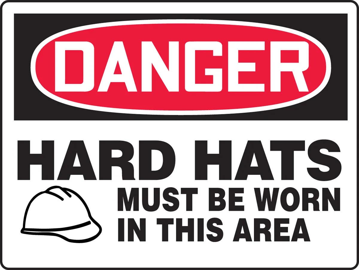 AccuformNMC MPPE173 OSHA Danger Safety Big Sign, Hard Hats Must Be Worn In This Area, 24" H x 36" W