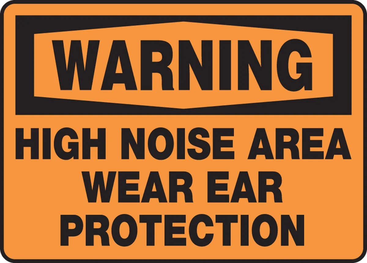 AccuformNMC MPPE302 OSHA Warning Safety Sign, High Noise Area, Wear Ear Protection, 10" H x 14" W