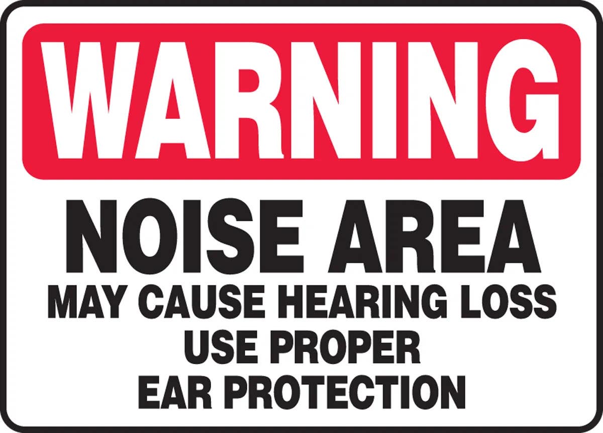 AccuformNMC MPPE306 OSHA Warning Safety Sign, Noise Area, May Cause Hearing Loss..., 10" H x 14" W