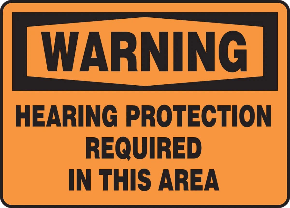 AccuformNMC MPPE31 OSHA Warning Safety Sign, Hearing Protection Is Required In This Area
