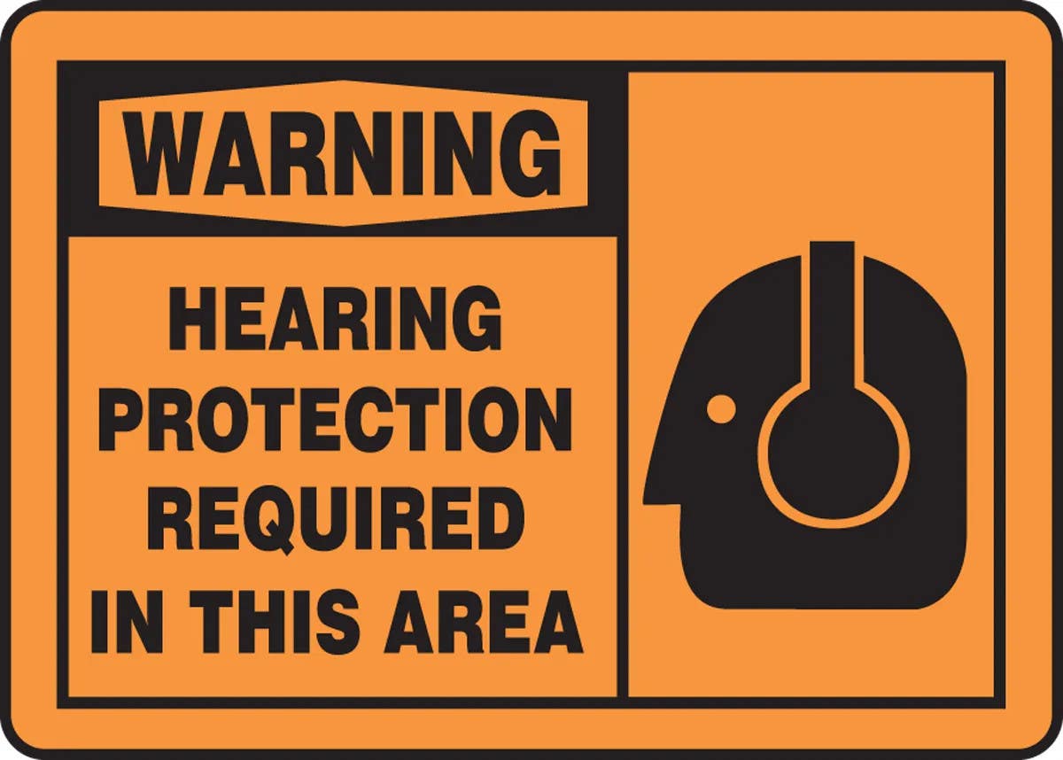 AccuformNMC MPPE32 OSHA Warning Safety Sign, Hearing Protection Required In This Area
