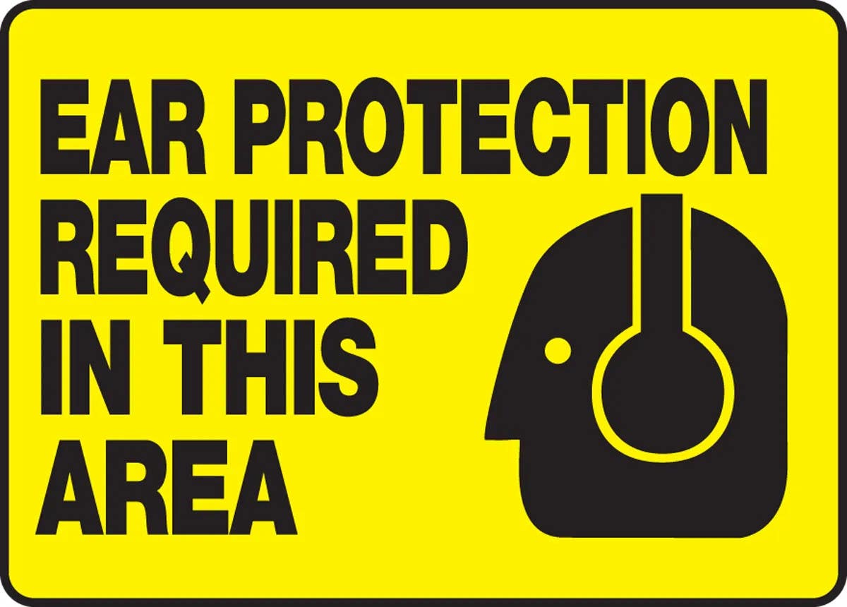 AccuformNMC MPPE512 Safety Sign, Ear Protection Required In This Area, 10" H x 14" W