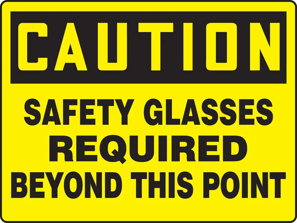 AccuformNMC MPPE787 Big Safety Sign, Caution, Safety Glasses Required Beyond This Point, 24" H x 36" W