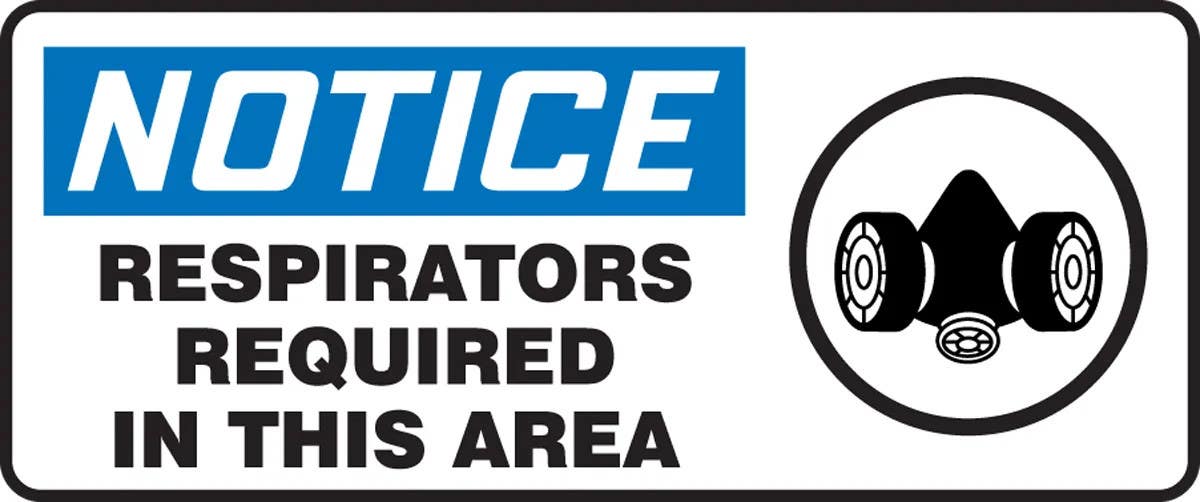 AccuformNMC MPPE814 OSHA Notice Safety Sign, Respirators Required In This Area, 7" H x 17" W
