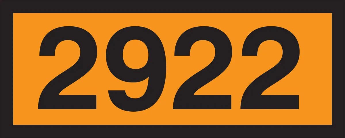 AccuformNMC MPR621 Orange 4-Digit Panel, 2922 (Corrosive Liquid, Toxic), 6.3" H x 15.7" W, 10/Pk