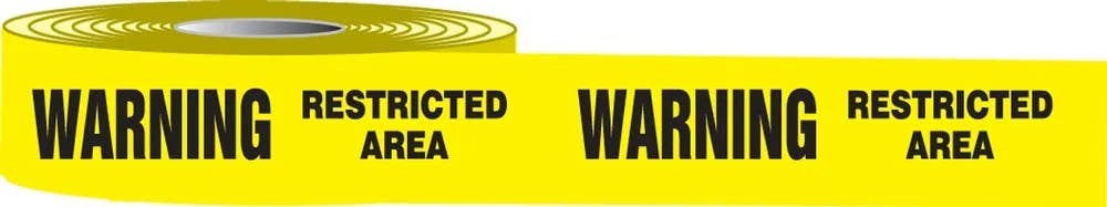 AccuformNMC MPT135 Plastic Barricade Tape, Warning Restricted Area, 3" x 1000-Ft