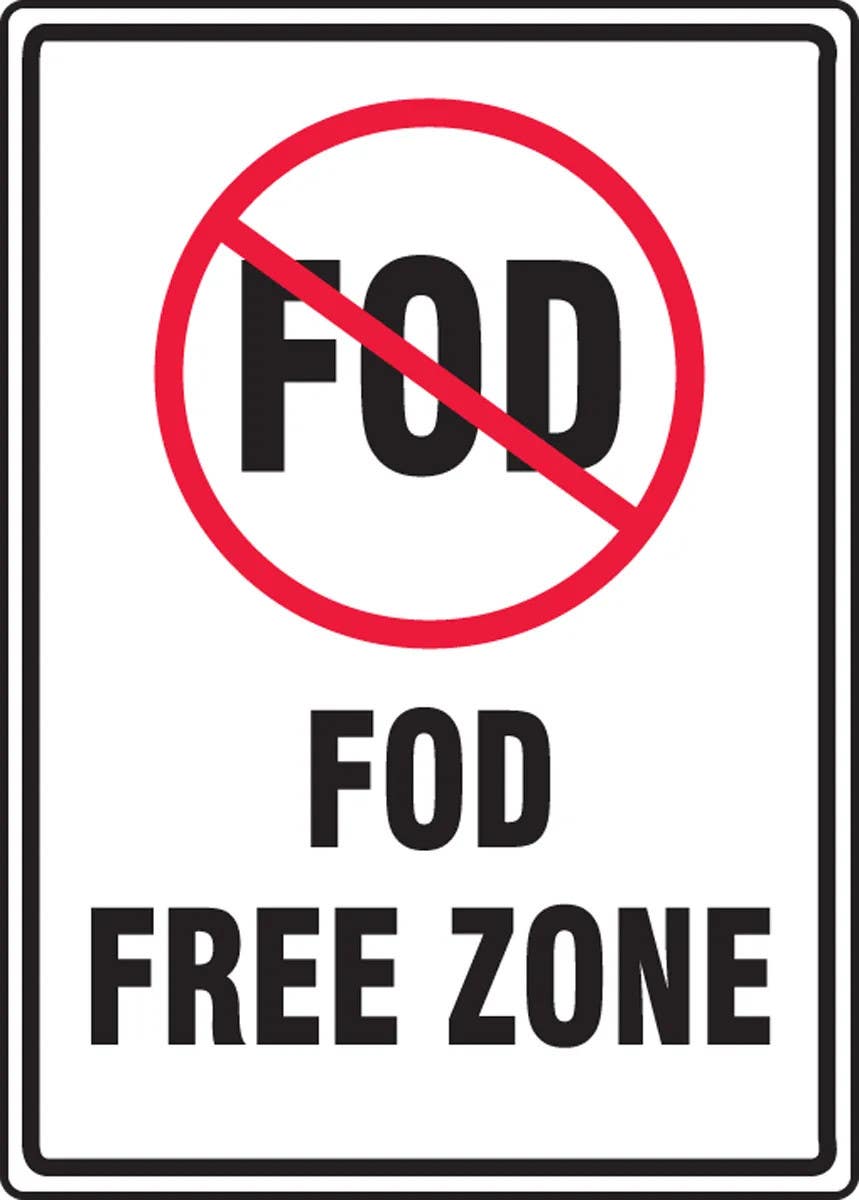 AccuformNMC MQTL501 Safety Sign, Fod Free Zone, 14" H x 10" W