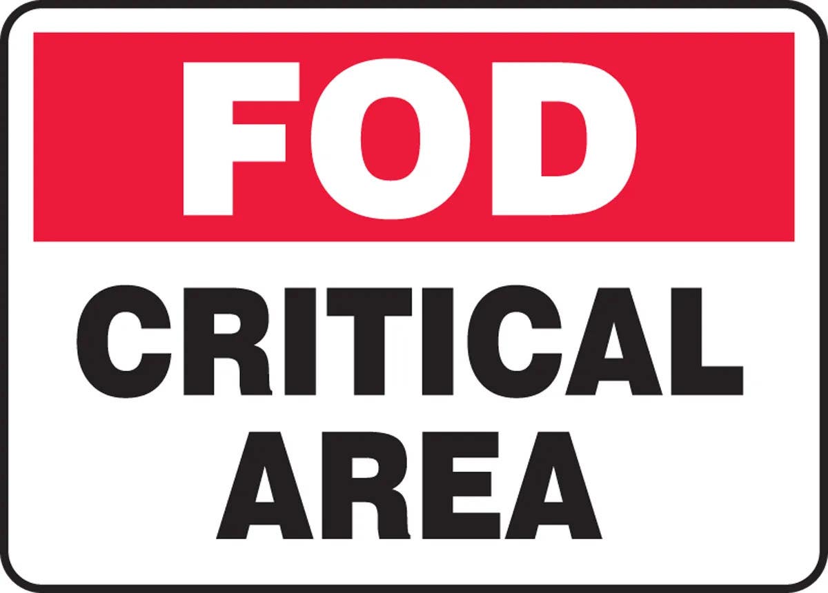 AccuformNMC MQTL531 Fod Safety Sign, Critical Area, 10" H x 14" W