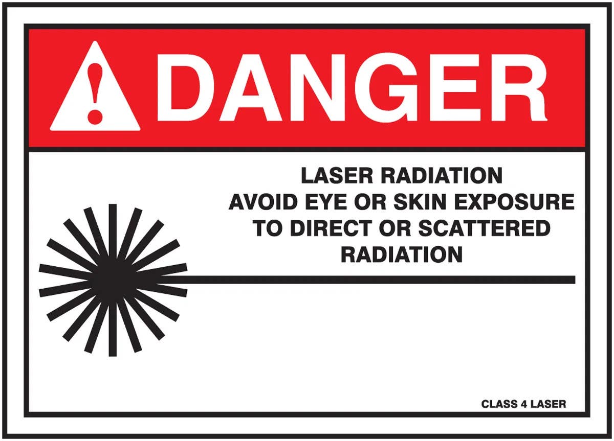 AccuformNMC MRAD032 ANSI Danger Safety Sign, Laser Radiation, Avoid Eye Or Skin Exposure..., 10" H x 14" W