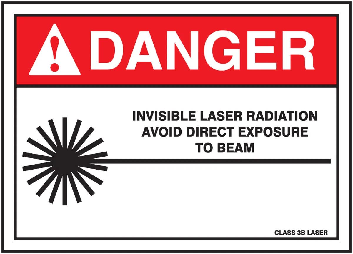 AccuformNMC MRAD042 ANSI Danger Safety Sign, Invisible Laser Radiation, Avoid Direct Exposure To Beam, 10" H x 14" W