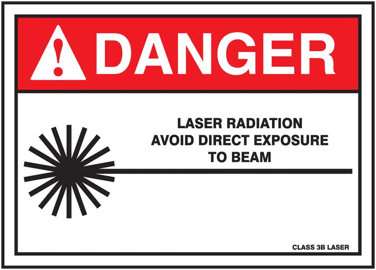 AccuformNMC MRAD044 ANSI Danger Safety Sign, Laser Radiation, Avoid Direct Exposure To Beam, 10" H x 14" W