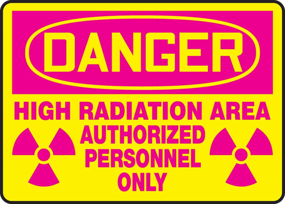 AccuformNMC MRAD106 OSHA Danger Safety Sign, High Radiation Area, Authorized Personnel Only, 10" H x 14" W