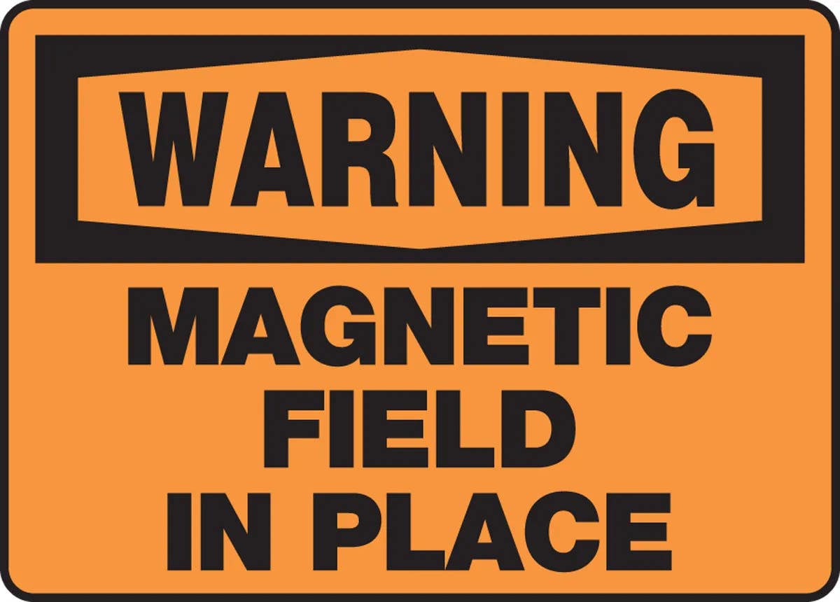 AccuformNMC MRAD3 OSHA Warning Safety Sign, Magnetic Field In Place