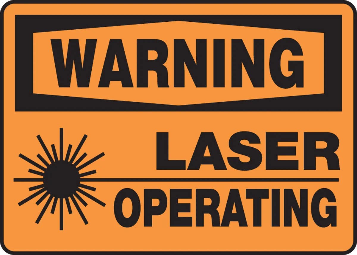AccuformNMC MRAD303 OSHA Warning Safety Sign, Laser Operating, 10" H x 14" W