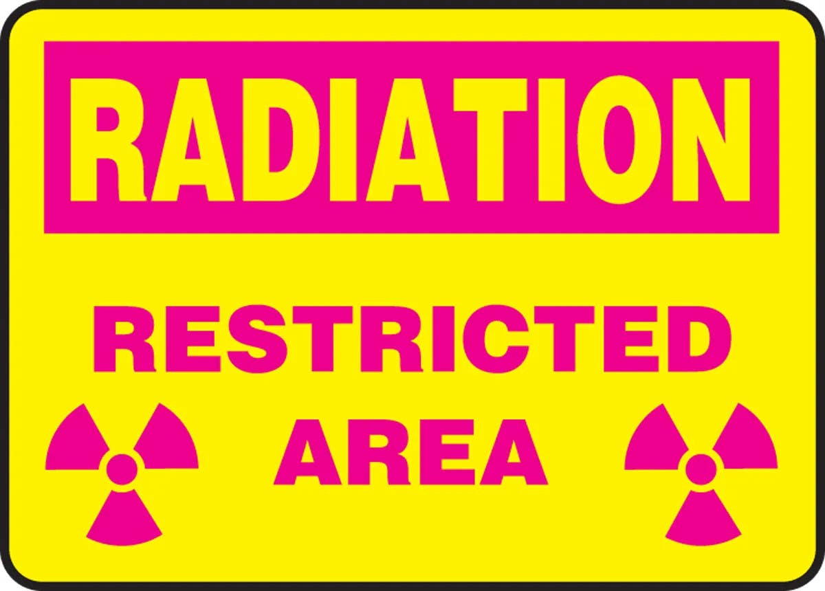AccuformNMC MRAD916 Radiation Safety Sign, Restricted Area, 10" H x 14" W