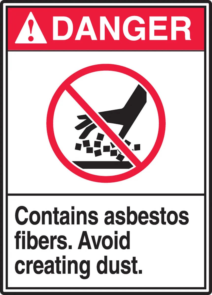 AccuformNMC MRAW125 ANSI Danger Safety Sign, Contains Asbestos Fibers, Avoid Creating Dust, 14" H x 10" W