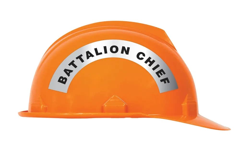 AccuformNMC MRBWRV02RFV Emergency Response Reflective Helmet Sticker, Battalion Chief, Reflective Sheet, 3" H x 6-7/8" W