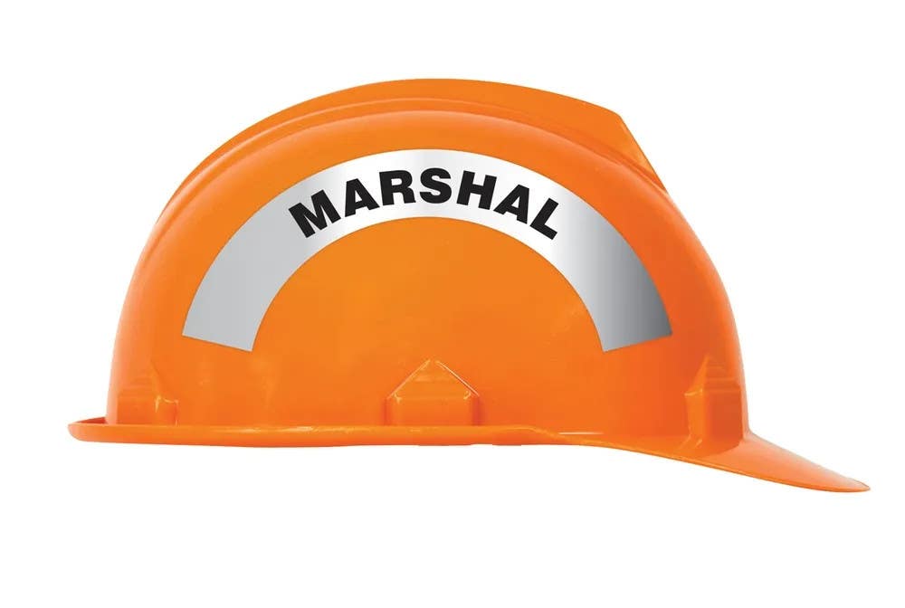AccuformNMC MRBWRV09RFV Emergency Response Reflective Helmet Sticker, Marshal, Reflective Sheet, 3" H x 6-7/8" W
