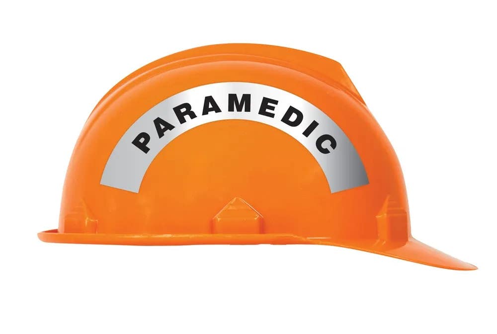 AccuformNMC MRBWRV10RFV Emergency Response Reflective Helmet Sticker, Paramedic, Reflective Sheet, 3" H x 6-7/8" W