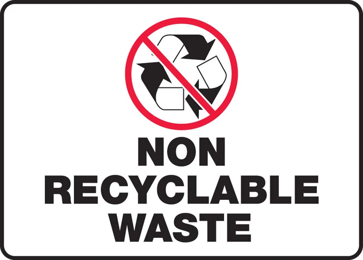 AccuformNMC MRCY503 Safety Sign, Non Recyclable Waste, 10" H x 14" W