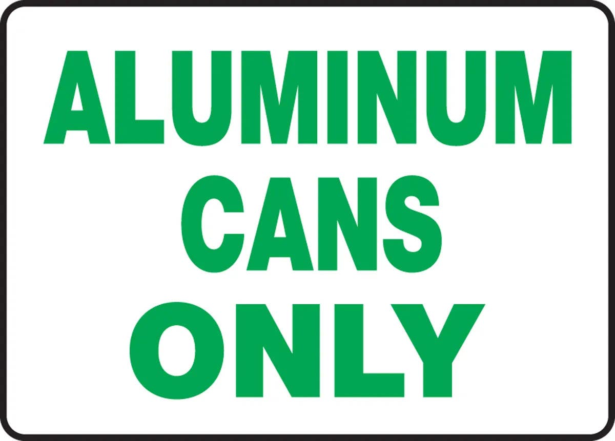AccuformNMC MRCY504 Safety Sign, Aluminum Cans Only, 10" H x 14" W