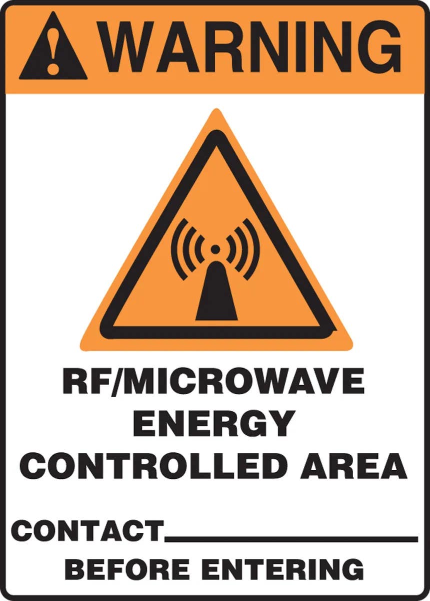 AccuformNMC MRFQ312 ANSI Warning Safety Sign, RF/Microwave Energy Controlled Area..., 14" H x 10" W
