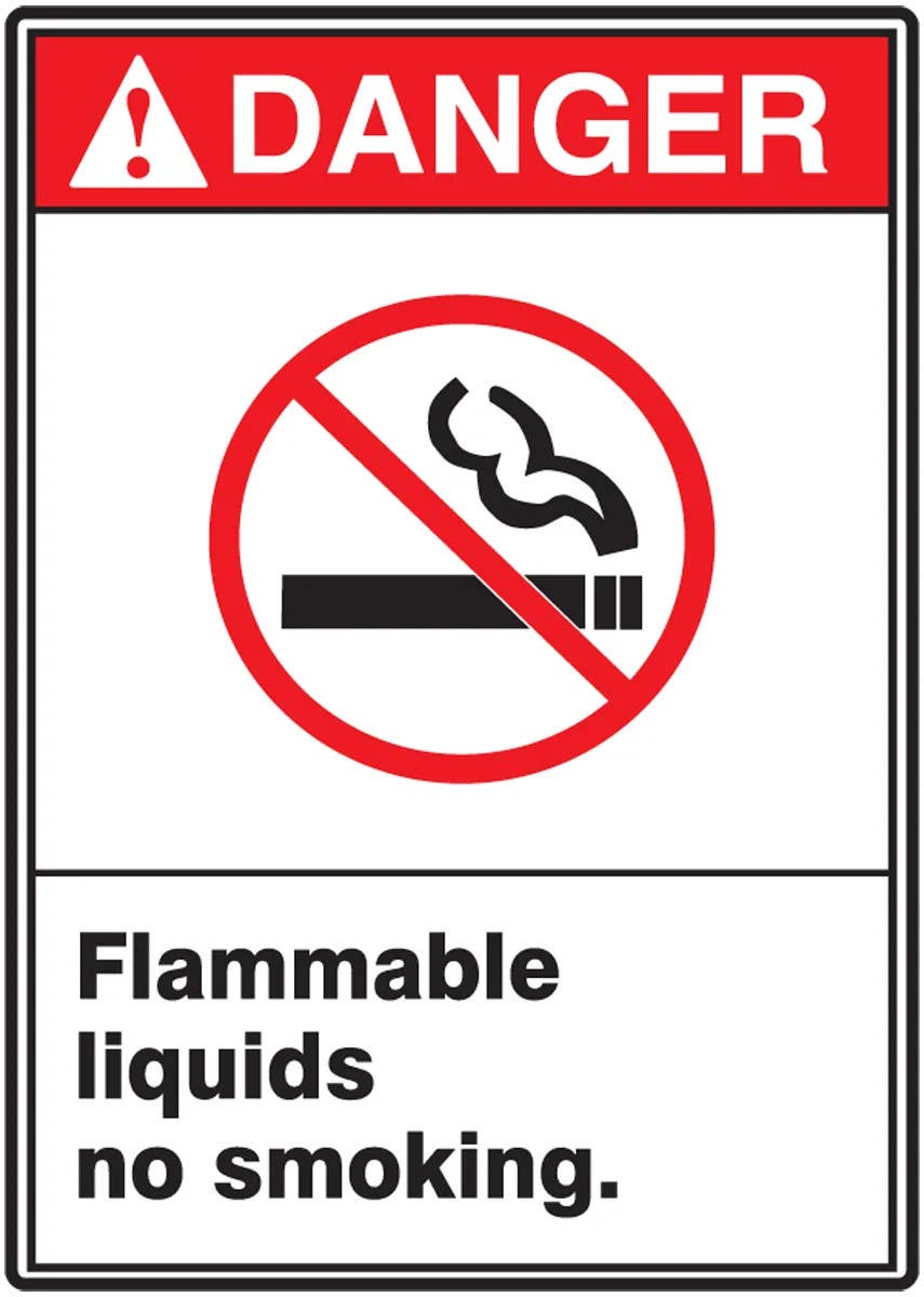 AccuformNMC MRHL006 ANSI Danger Safety Sign, Flammable Liquids, No Smoking, 14" H x 10" W