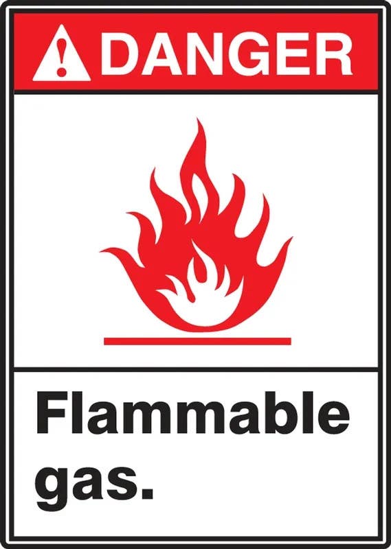 AccuformNMC MRHL105 ANSI Danger Safety Sign, Flammable Gas, 14" H x 10" W