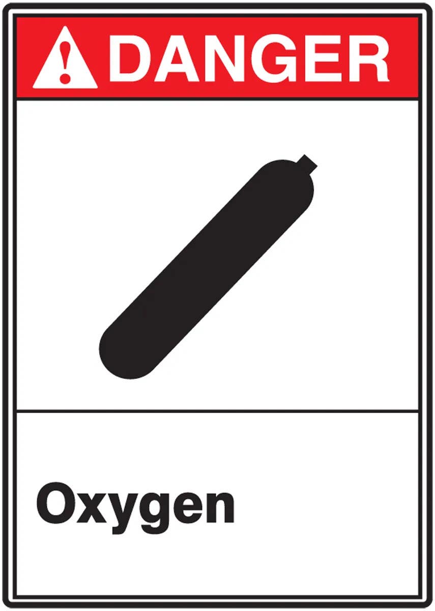 AccuformNMC MRHL120 ANSI Danger Safety Sign, Oxygen, 14" H x 10" W
