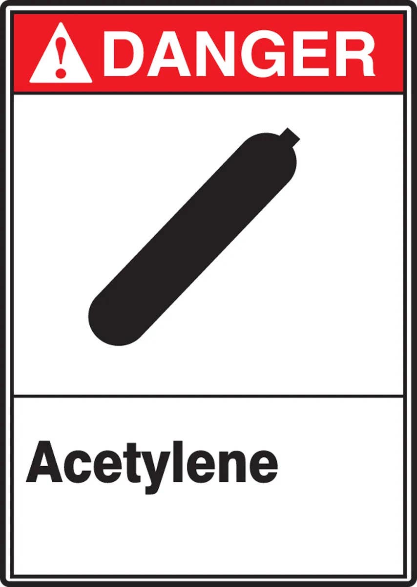 AccuformNMC MRHL121 ANSI Danger Safety Sign, Acetylene, 14" H x 10" W