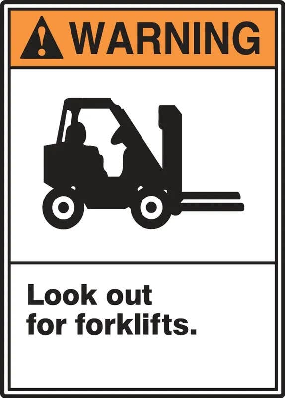 AccuformNMC MRHR30 ANSI Warning Safety Sign, Look Out For Forklifts