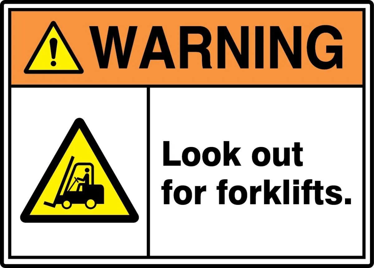 AccuformNMC MRHR30 ANSI ISO Warning Safety Sign, Look Out For Forklifts