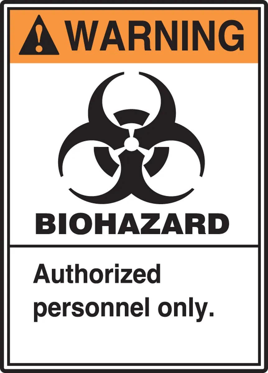 AccuformNMC MRHZ30 ANSI Warning Safety Sign, Biohazard, Authorized Personnel Only
