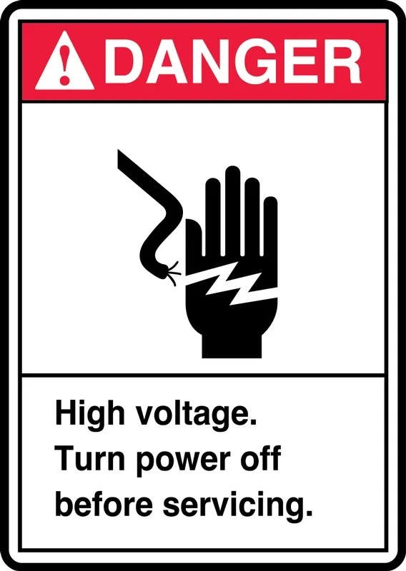 AccuformNMC MRLC00 ANSI Danger Safety Sign, High Voltage, Turn Power Off Before Servicing