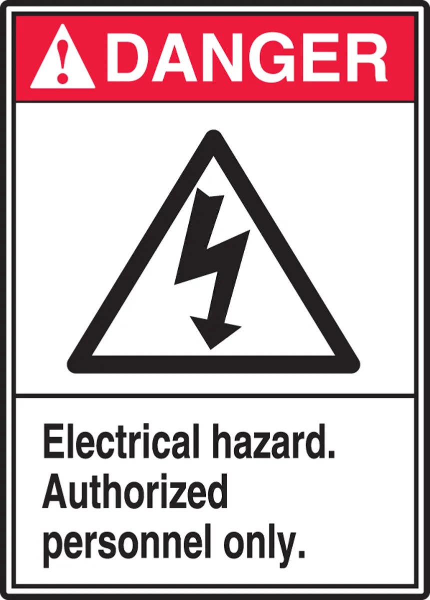 AccuformNMC MRLC115 ANSI Danger Safety Sign, Electrical Hazard, Authorized Personnel Only, 10" H x 14" W