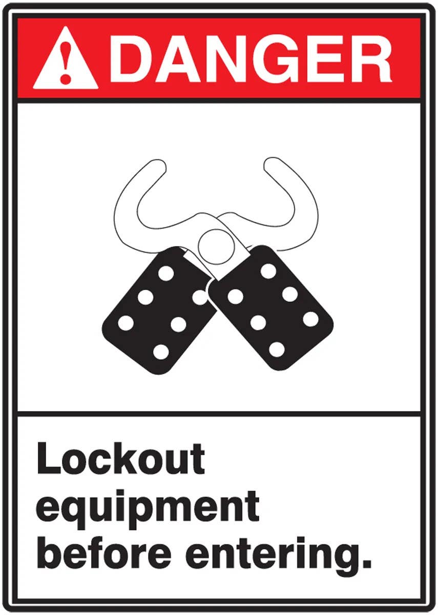AccuformNMC MRLC12 ANSI Danger Safety Sign, Lockout Equipment Before Entering