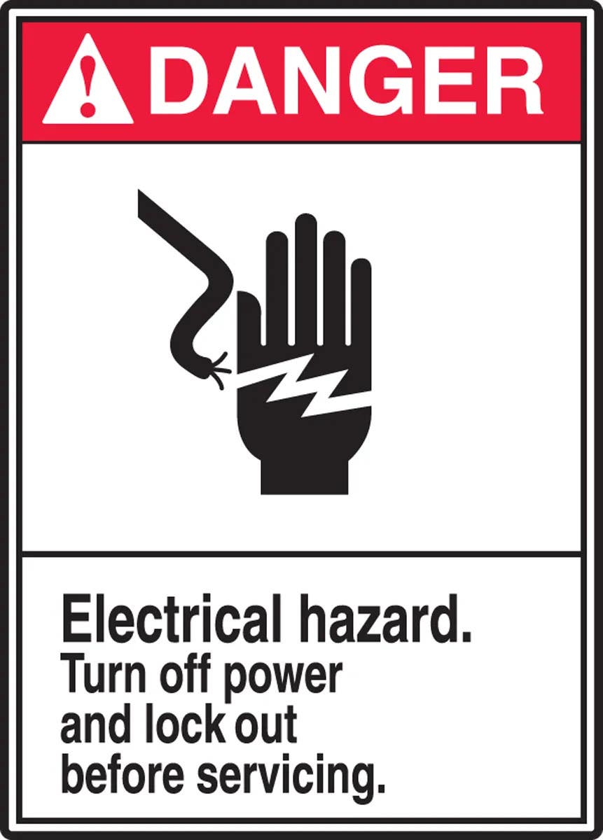 AccuformNMC MRLC125 ANSI Danger Safety Sign, Electrical Hazard, Turn Off Power And Lock Out..., 14" H x 10" W