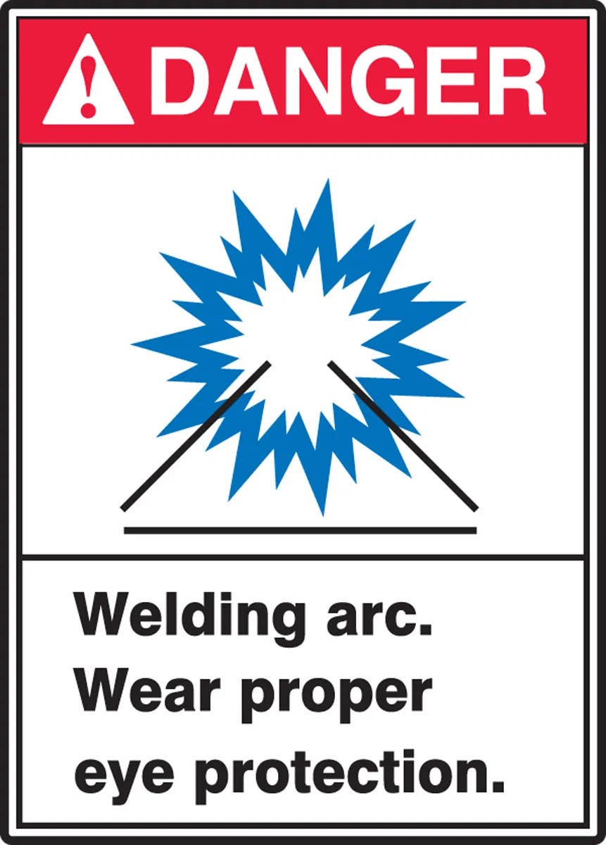 AccuformNMC MRLD00 ANSI Danger Safety Sign, Welding Arc, Wear Proper Eye Protection