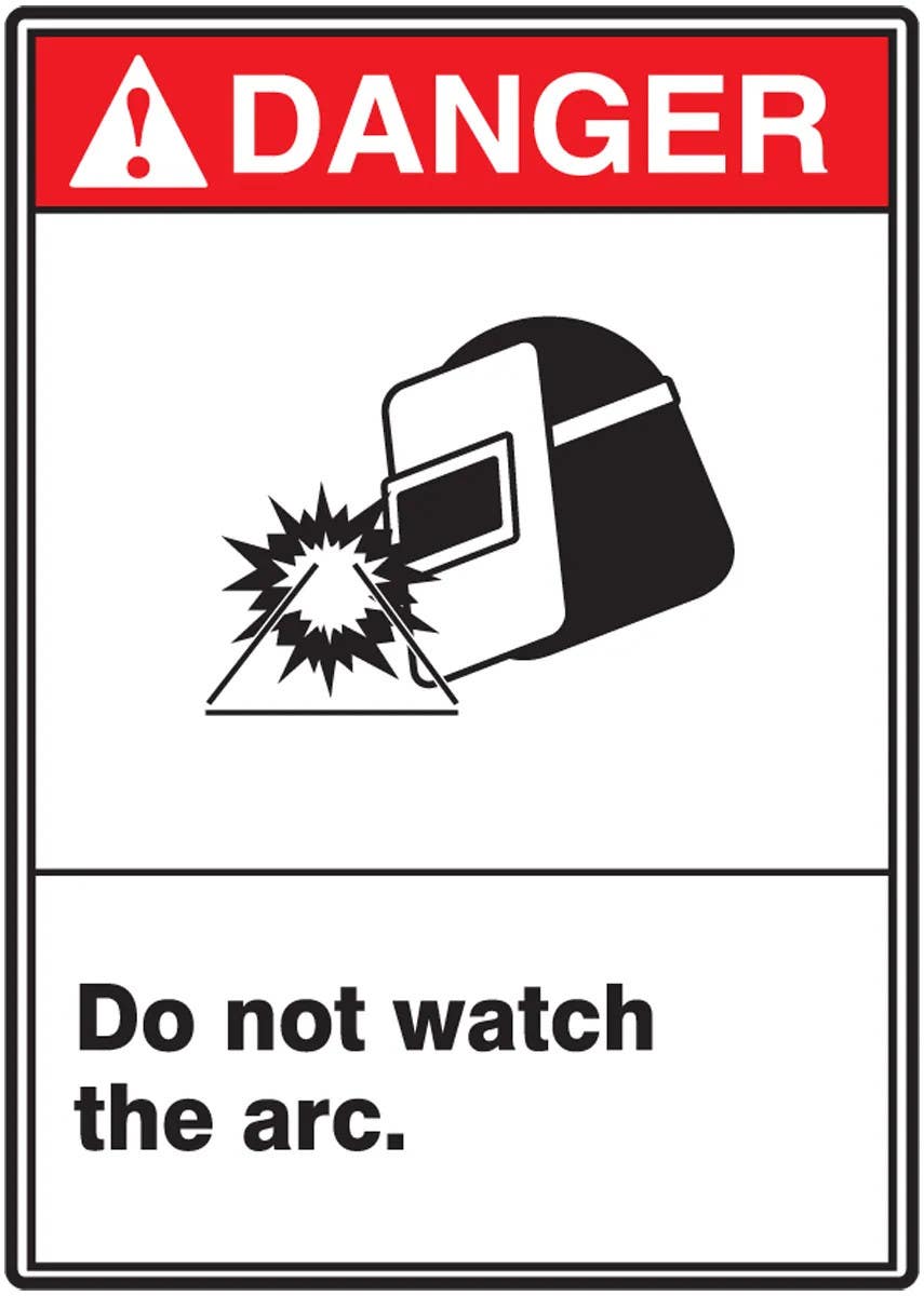 AccuformNMC MRLD003 ANSI Danger Safety Sign, Do Not Watch The Arc, 14" H x 10" W