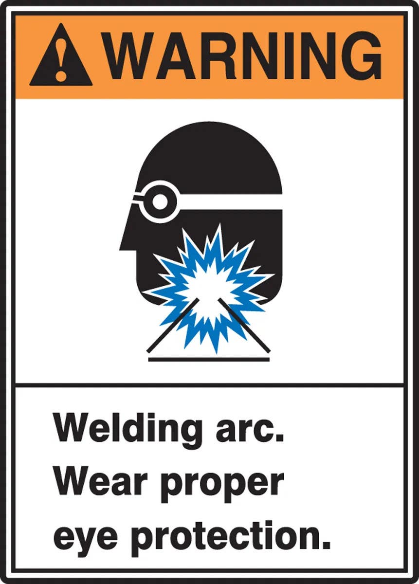 AccuformNMC MRLD30 ANSI Warning Safety Sign, Welding Arc, Wear Proper Eye Protection