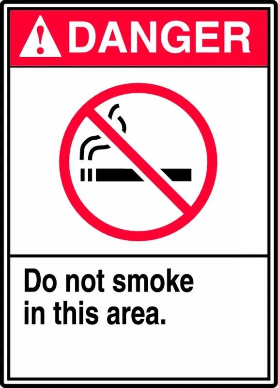 AccuformNMC MRMK ANSI Danger Safety Sign, Do Not Smoke In This Area