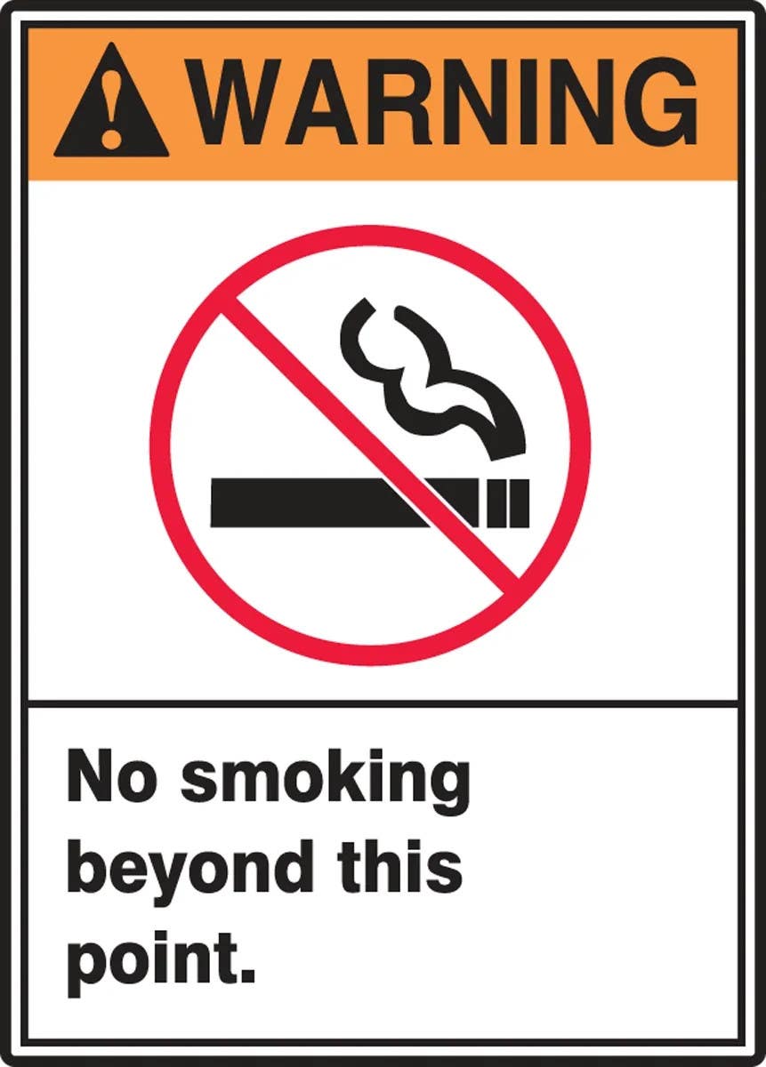 AccuformNMC MRMK30 ANSI ISO Warning Safety Sign, No Smoking Beyond This Point