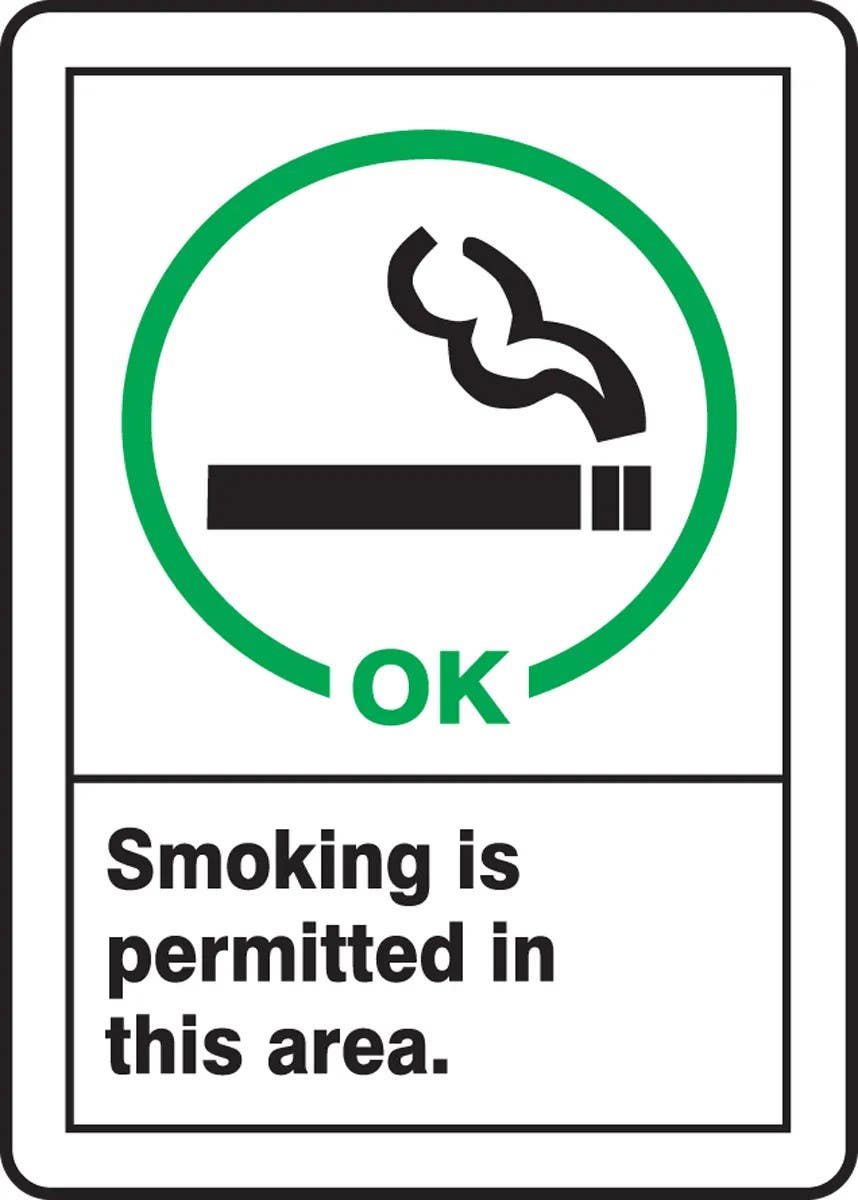 AccuformNMC MRMK50 Safety Sign, Smoking Is Permitted In This Area