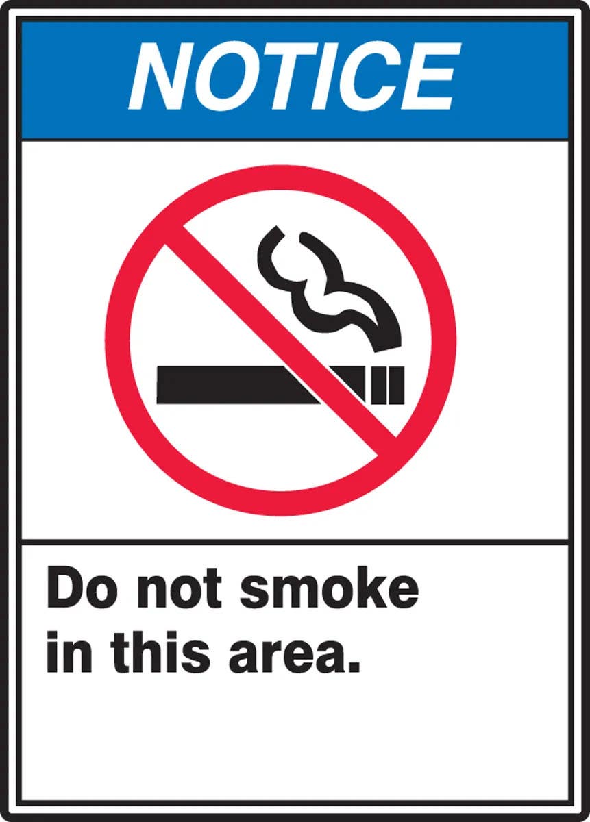AccuformNMC MRMK80 ANSI Notice Safety Sign, Do Not Smoke In This Area