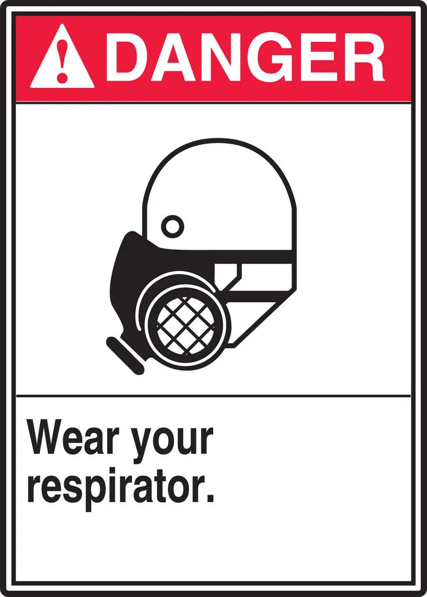 AccuformNMC MRPE103 ANSI Danger Safety Sign, Wear Your Respirator, 14" H x 10" W