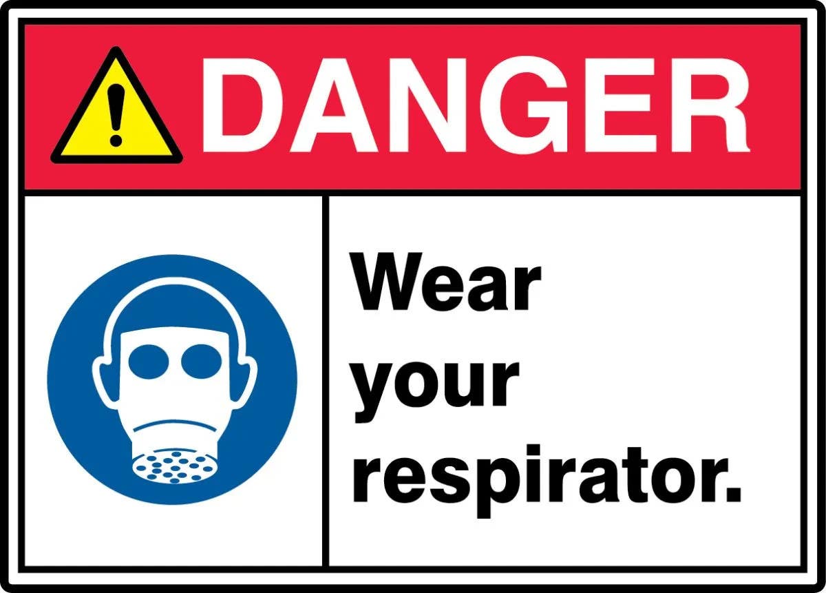 AccuformNMC MRPE1 ANSI ISO Danger Safety Sign, Wear Your Respirator