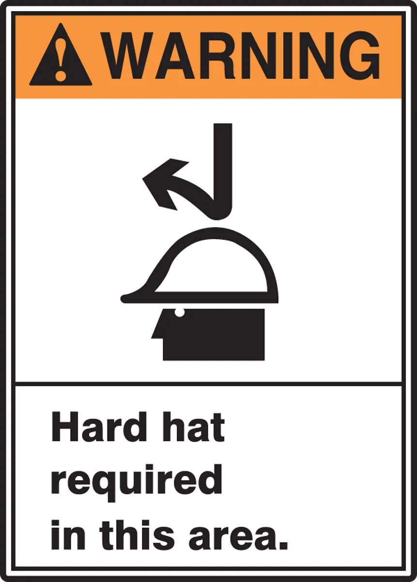 AccuformNMC MRPE30 ANSI Warning Safety Sign, Hard Hat Required In This Area