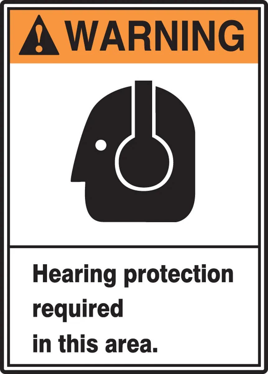 AccuformNMC MRPE30 ANSI Warning Safety Sign, Hearing Protection Required In This Area