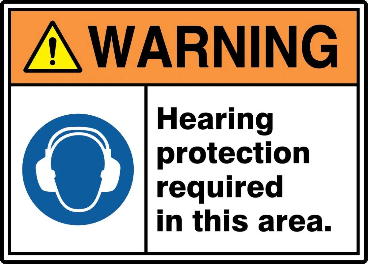 AccuformNMC MRPE31 ANSI ISO Warning Safety Sign, Hearing Protection Required In This Area